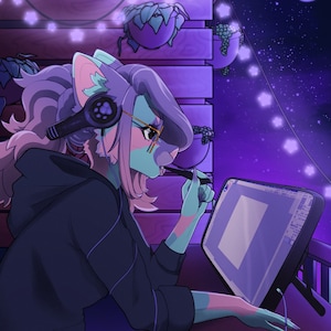 Lo-fi art drawing furry fursona YCH your character here digital art furry adopt fursona art furry commission