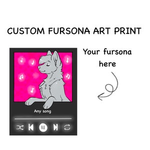 Furry fursona custom art print song playlist furry cute kawaii poster fursona furry commission YCH digital art print gift