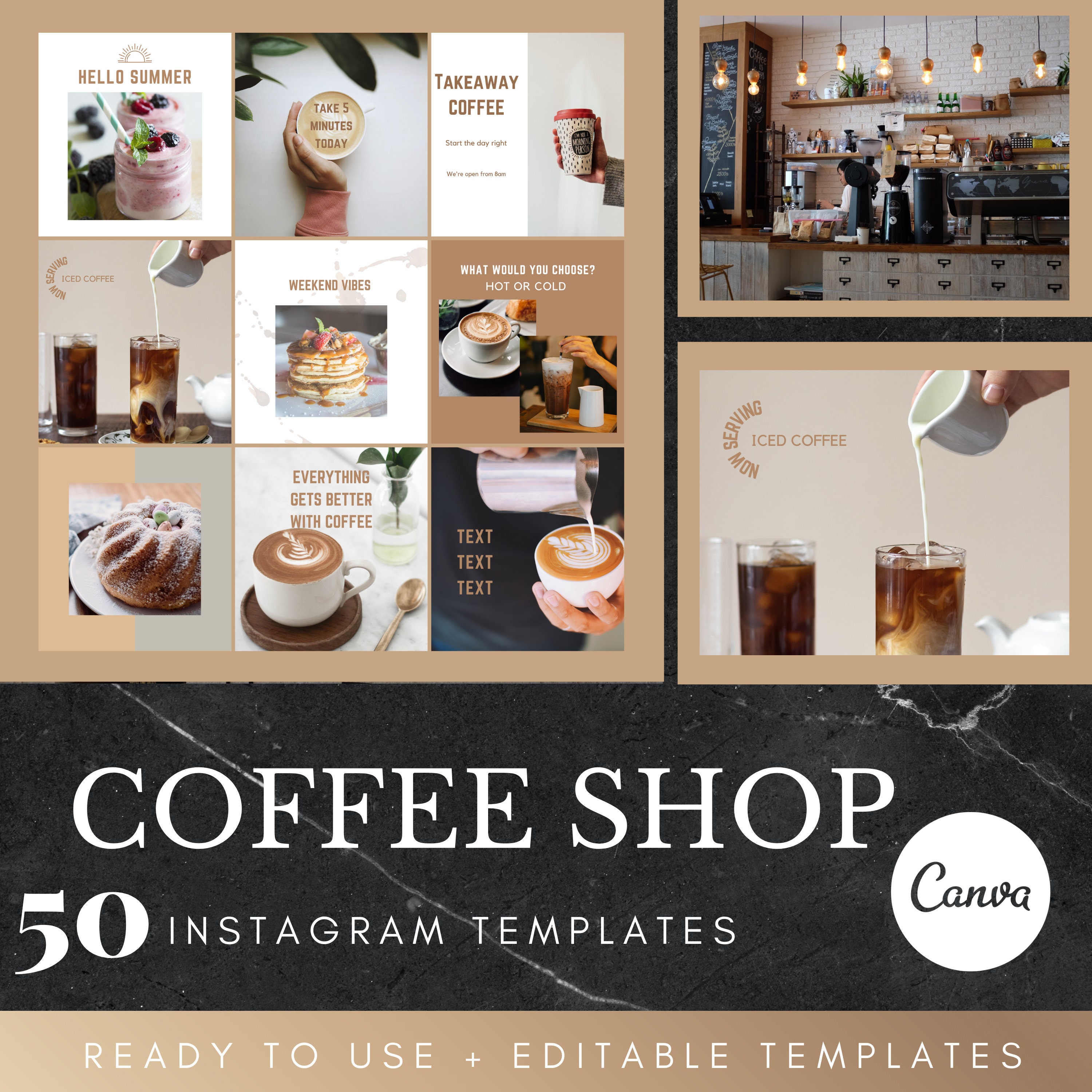Coffee Shop Cafe Instagram Post Templates Social Media Etsy