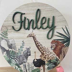 Safari Name Plaque/ Jungle themed decor/ Bedroom sign/