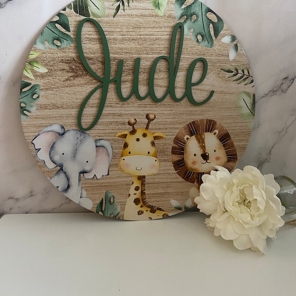 Safari Name Plaque/ Jungle themed decor/ Bedroom sign/