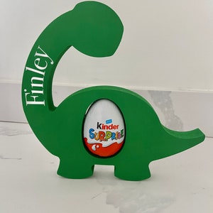 Personalised Dinosaur/Dino Kinder Egg Holder. Easter gift.