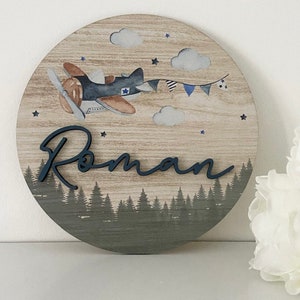 Aeroplane Name Plaque/ themed decor/ Bedroom sign/