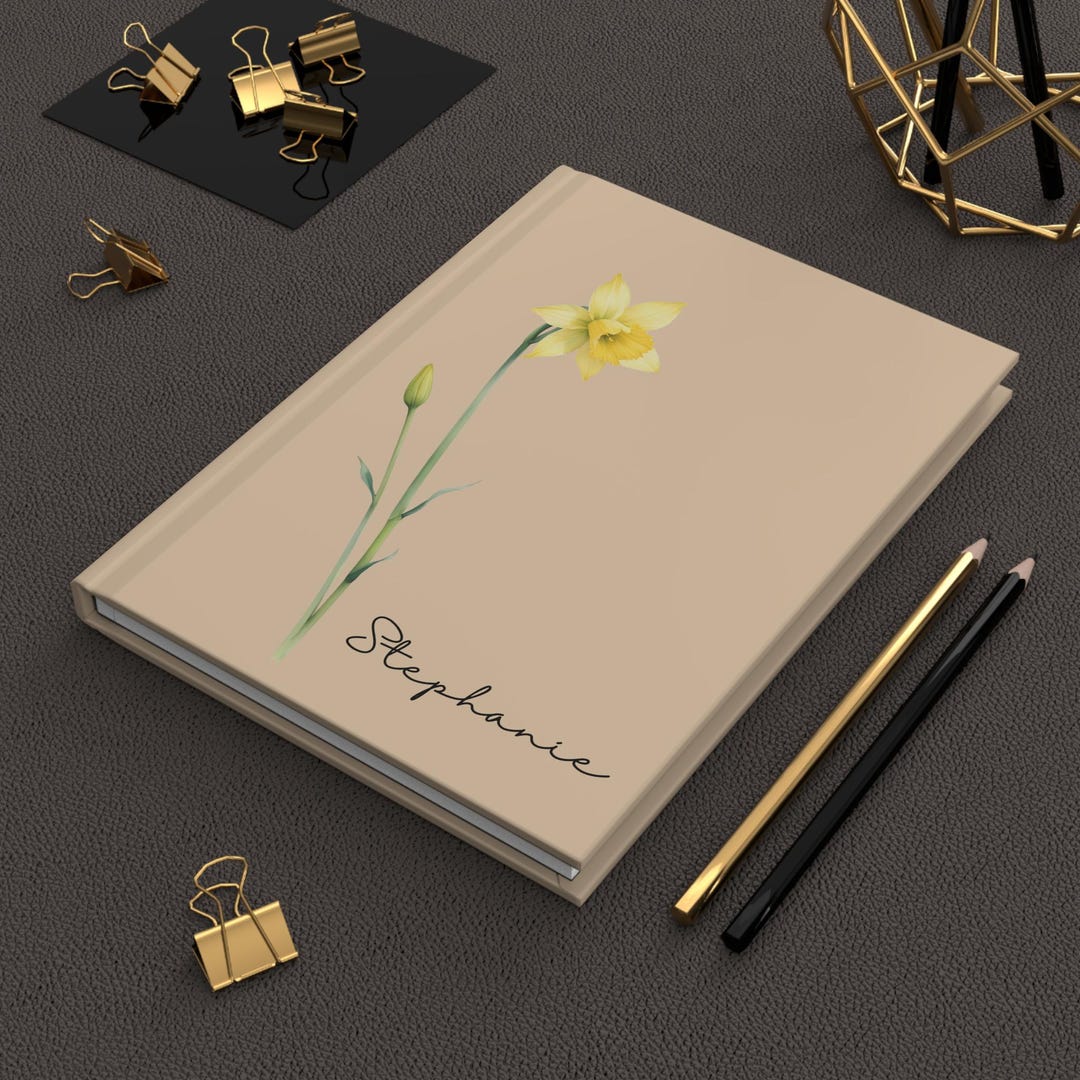 Personalized Birth Month Flower Journal, Custom Name Notebook, Birthday ...