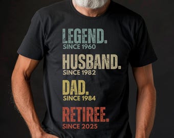 Legend Retired Shirt, grappige pensioencadeaus, coole pensioen-T-shirts, pensioenshirt, pensioenshirts voor mannen, Retired 2025 T-shirt