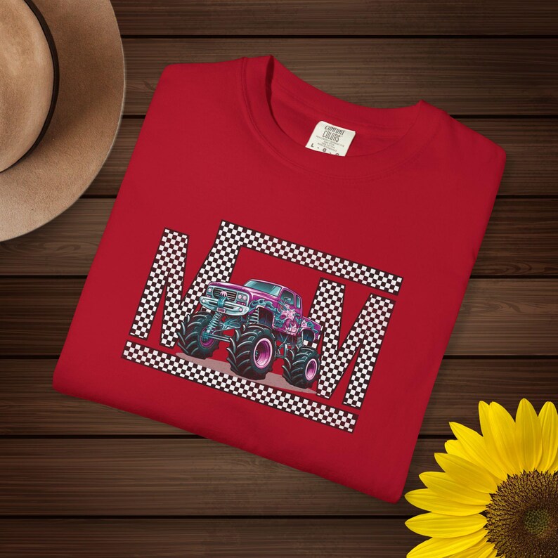 Monster Truck Mom Shirt Retro Checkered Mama Tee, Pink Teal Race Day Top, Boy Mom Gift, Monster Jam Apparel, Trendy Graphic Mom T-Shirt image 10