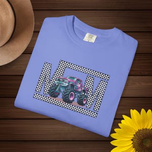 Monster Truck Mom Shirt Retro Checkered Mama Tee, Pink Teal Race Day Top, Boy Mom Gift, Monster Jam Apparel, Trendy Graphic Mom T-Shirt image 6