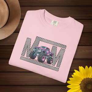 Monster Truck Mom Shirt Retro Checkered Mama Tee, Pink Teal Race Day Top, Boy Mom Gift, Monster Jam Apparel, Trendy Graphic Mom T-Shirt image 8