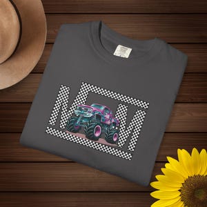 Monster Truck Mom Shirt Retro Checkered Mama Tee, Pink Teal Race Day Top, Boy Mom Gift, Monster Jam Apparel, Trendy Graphic Mom T-Shirt image 9