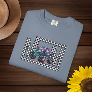 Monster Truck Mom Shirt Retro Checkered Mama Tee, Pink Teal Race Day Top, Boy Mom Gift, Monster Jam Apparel, Trendy Graphic Mom T-Shirt image 7