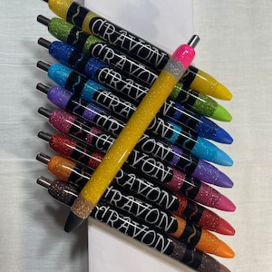 Crayon Epoxy Pen Set/Teacher Pen Set/Glitter Pen Set with Personalized Pencil Pen/Custom Pens
