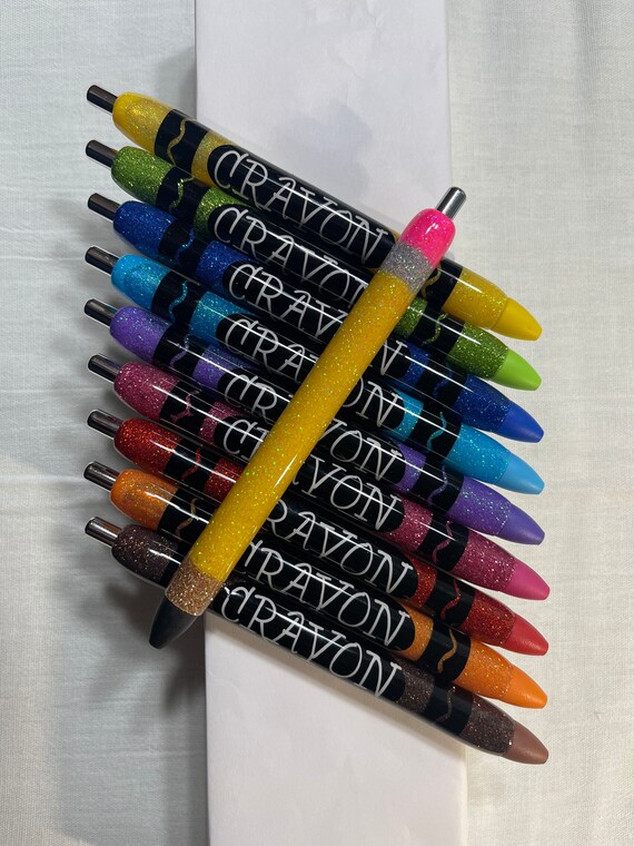 Crayon Epoxy Pen Set/teacher Pen Set/glitter Pen Set With