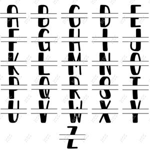 Split Monogram Alphabet | A-Z Split Monogram svg | Alphabet svg | SVG PNG JPG Formats