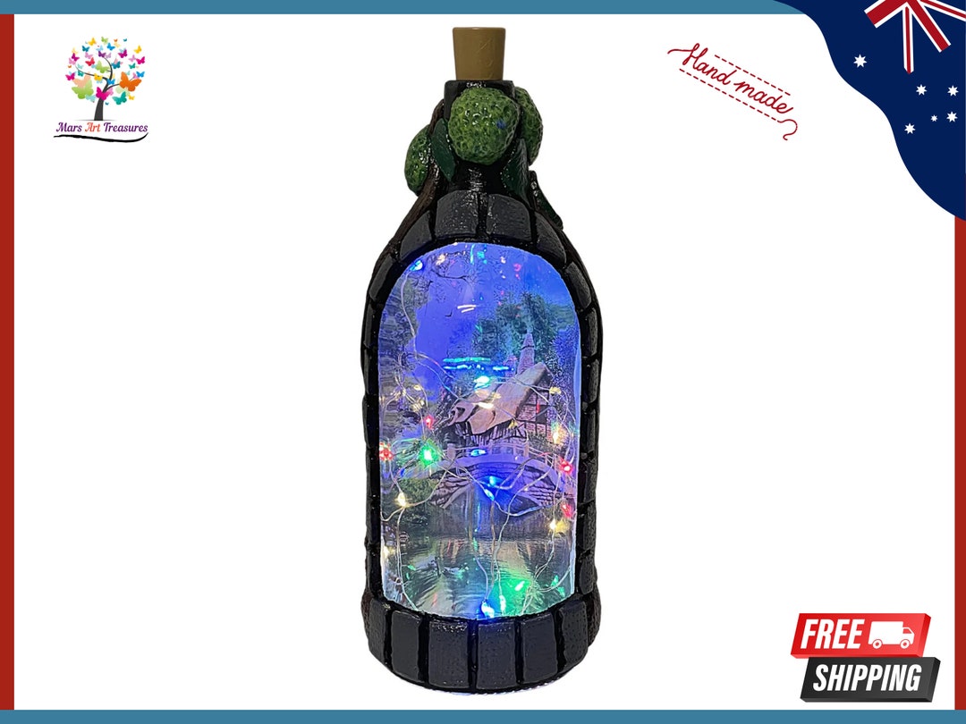 Bottle Art Cottage House LED Light Bottle Art Reverse Cottage Etsy