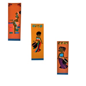 African Drummer Canvas Art Set of 3 | Drumming Women | African Music Wall Decor | Abstract Painting Art | African Home Decor | African Art
