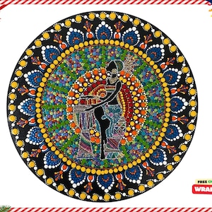 African Women Drumming | Hand-Painted Mandala Art | Unique Home Decor | Wall Hanging | Gift for Her | Cultural Fusion | Christmas Gift