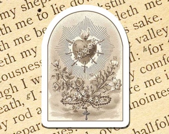 Our Lady of Sorrows Heart Vinyl Sticker, Waterproof, UV Resistant, Catholic Decal, Religious Sticker, Mother Mary Sticker, Christian Sticker
