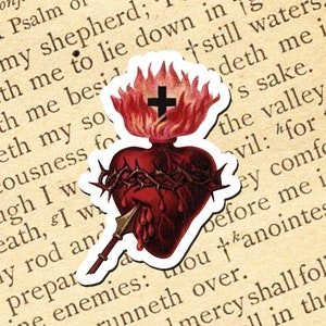 Sacred Heart of Jesus Vinyl Sticker, Waterproof, UV Resistant, Catholic Decal, Religious Sticker, Heart of Jesus Sticker, Jesus Christ