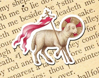 Lamb of God Vinyl Sticker, Waterproof, UV Resistant, Catholic Decal, Religious Sticker, Jesus Christ, Agnus Dei, Son of God