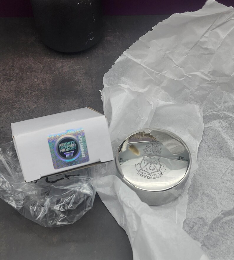 Velvet Lined Box Sorority Jewelry Storage Alpha Delta Pi Engraved Design Metal Trinket Container Silver Finish Round Case Small Compact Size Perfect Badge Holder Ring Storage Necklace Organization Earring Protection Special College Gift