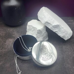 College Gift Box Sorority Sister Present Alpha Delta Pi Keepsake Container Metal Jewelry Storage Velvet Lined Protection Engraved Crest Design Silver Finish Trinket Case Perfect Graduation Gift Initiation Present Birthday Gift Special