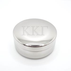 Sorority Jewelry Box Greek Letter Storage Case Velvet Lined Trinket Container Silver Tone Ring Holder Badge Storage Graduation Gift Kappa