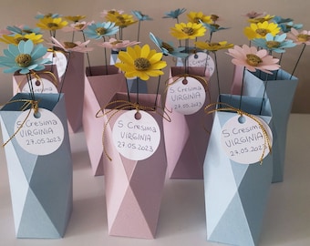 flower and origami vase wedding favors, wedding centerpieces, births and events