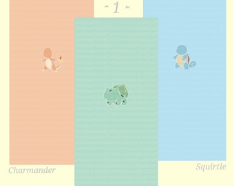 Pokemon Charmander Bulbasaur Squirtle minimal Wallpaper Smartphone Wallpaper IPhone Samsung Phone Gift Present