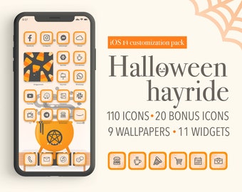 Thème iPhone Halloween | Icônes d'application iOS 14, widgets (téléchargement numérique)