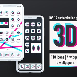3D NEW SCHOOL | Aesthetic theme for iPhone iOS 14 customization kit app icons, wallpapers, and widgets