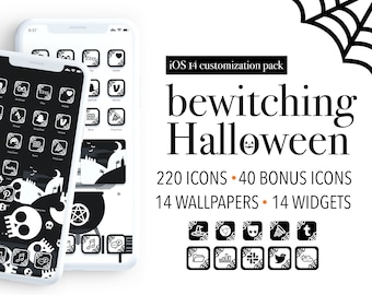 Tema de Halloween para iPhone / Iconos y fondos de pantalla estéticos para iOS 14 (Descarga digital)