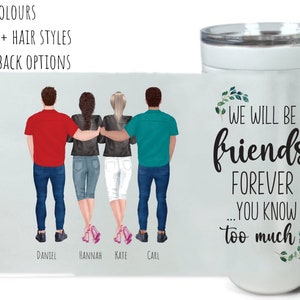 4 Best Friends Tumbler - four friends tumbler - 4 friends with male character - Male friends tumbler - four sisters tumbler