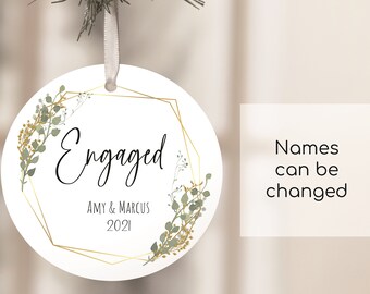 Engagement Ornament - Engaged Ornament - Engagement Ornament Personalized - Married Ornament - 2021 Ornament
