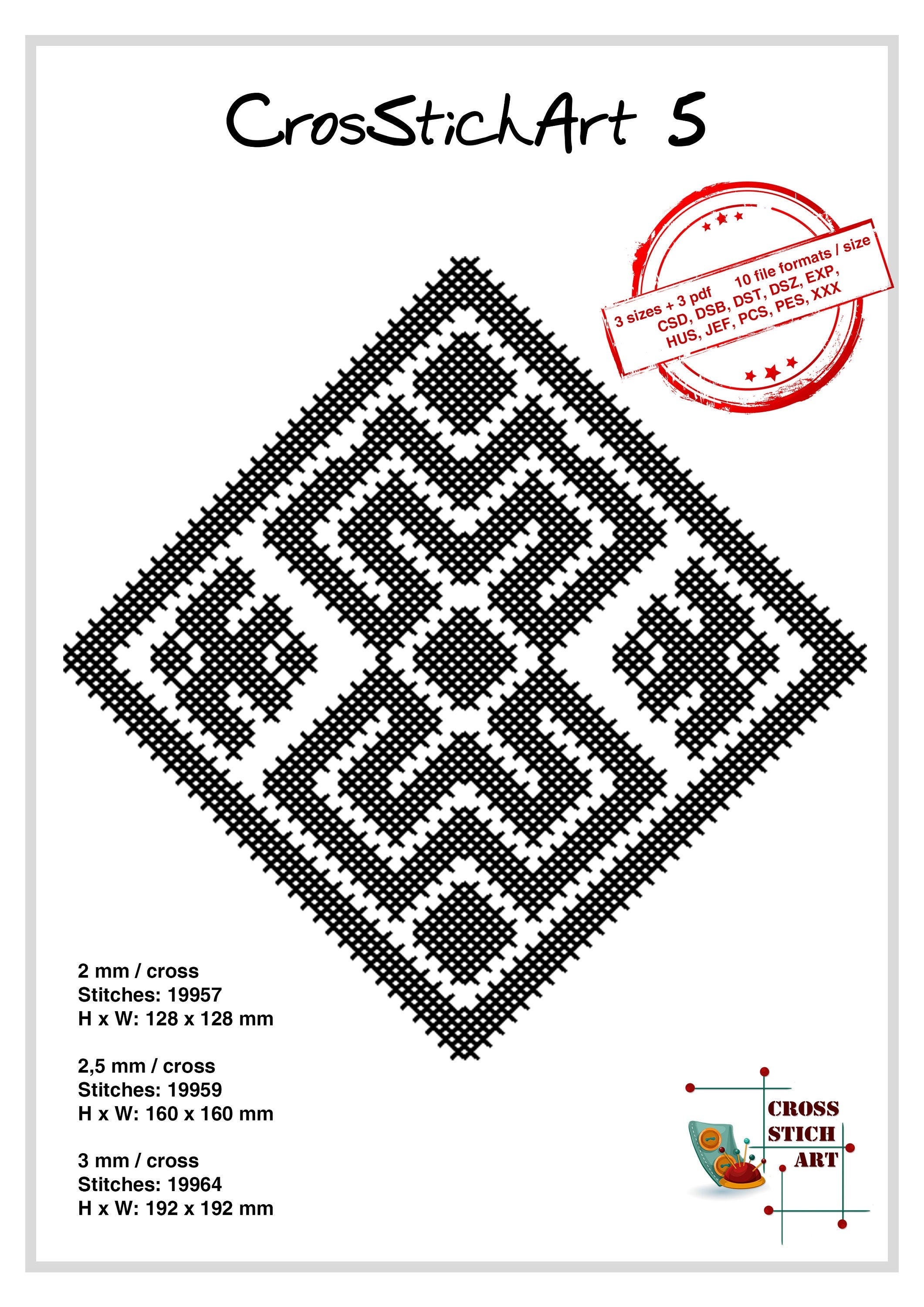 Cross Stitch for Embroidery Machine digital Design Etsy UK