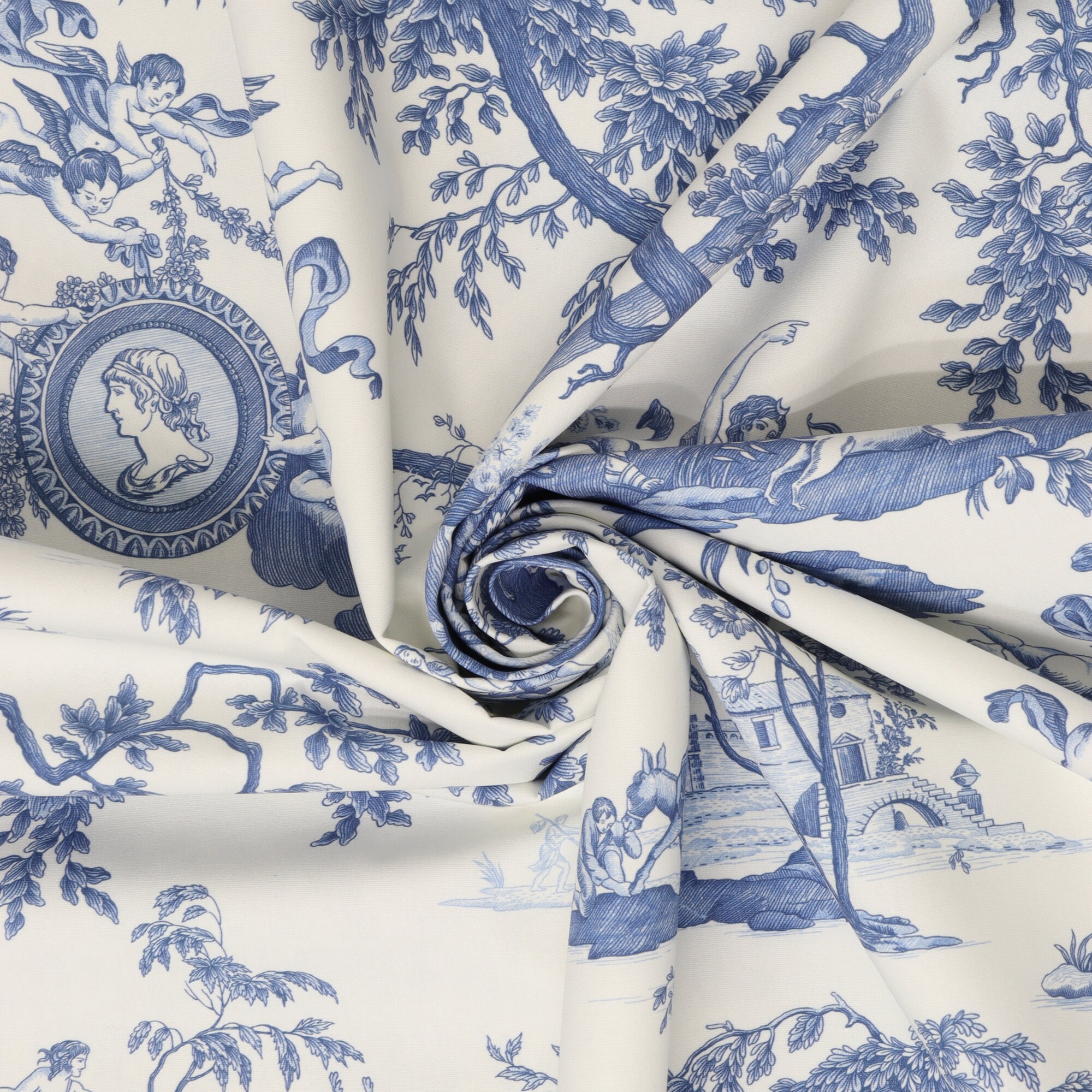 Double Width Cherubs Toile Blue on White Fabric 280cm 100% - Etsy UK
