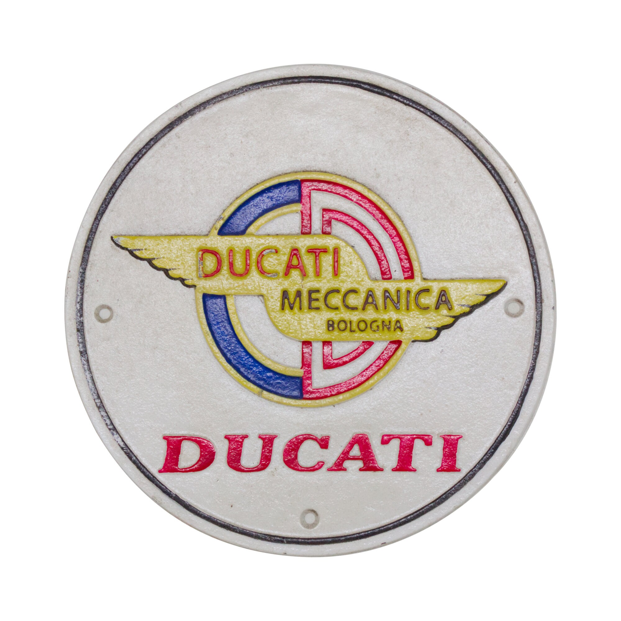 Ducati Motorcycle Logo Sign Cast Iron Vintage Style Hand Painted Plaque 30cm 