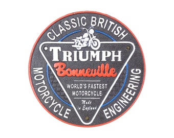 Isle Of Man TT Signs 2 Large Cast Iron Plaques PACKAGE DEAL Triumph Bonneville