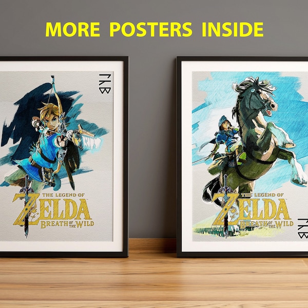 Affiches The Legend of Zelda the Breath of the Wild, affiches Zelda, affiches BOTW, affiches de jeux vidéo