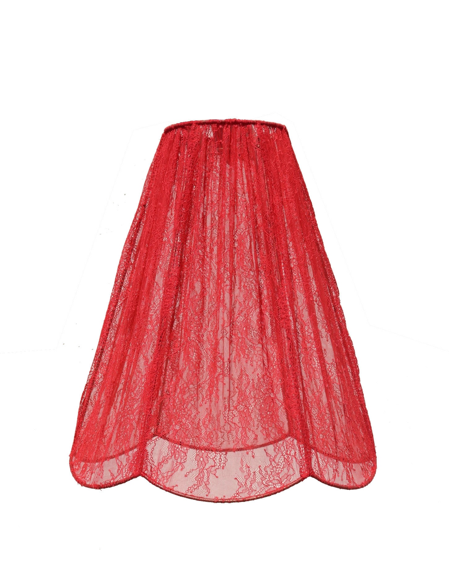 Abat-Jour Rouge Festonné Pour Suspension