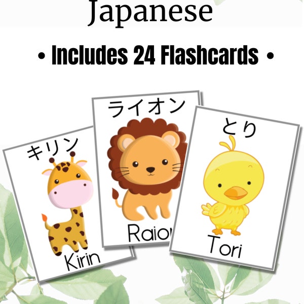 Tiere lernen auf Japanisch | 24 Karteikarten | Hiragana, Katakana und Romaji | Ideal für Kinder und Anfänger!