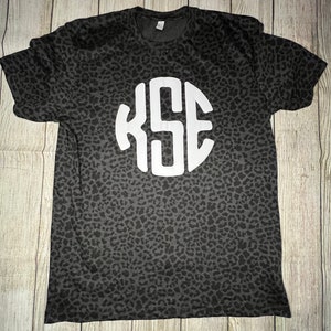 Leopard Monogram Tshirt, Leopard Mama Tshirt, Black Leopard Tshirt, Personalized Leopard Tshirt, 3D Puff Vinyl Tshirt