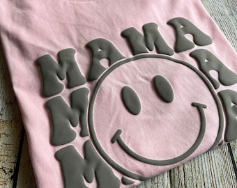 MAMA Shirt, Mama Smiley Face Shirt, Retro Mama Shirt