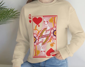 Queen of Hearts Graphic SweatShirt for Women Vintage Feminist Sweatshirt Playing Cards Sweat Gift for her