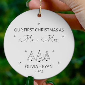 First Christmas Married Ornament, Mr and Mrs Tree Christmas Ornament, Our First Christmas Married as Mr and Mrs Ornament