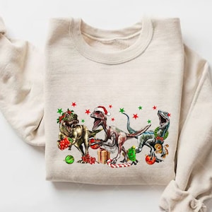 Dinosaur Christmas Sweatshirt, Dinosaur Sweatshirt, Funny Christmas Shirt, Dinosaur Sweater, Dinosaur Lover Sweatshirt