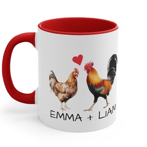 Customizable Valentines Day Chickens Mug, Chicken Farm Mug, Farmer Mug Gift, Valentines Day Gift Mug