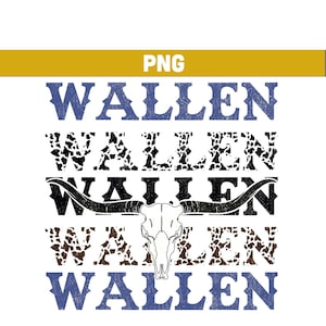 Vintage Bull Skull PNG: Wallen Country Music Design (Digital Download)