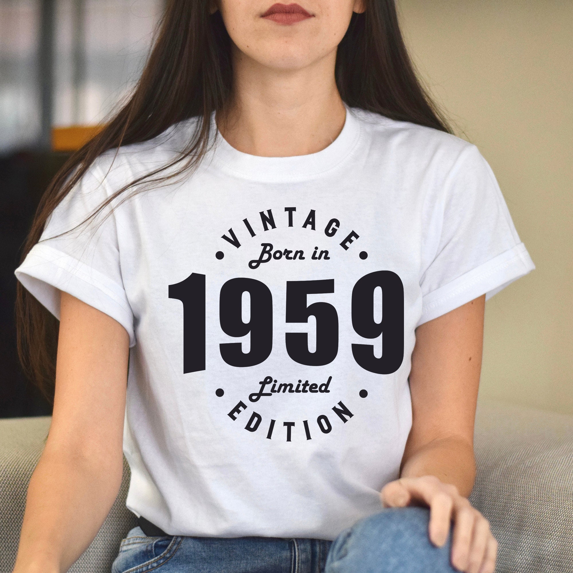 Awesome Since 1959 Birthday T-Shirt - Celebrate Vintage V-Neck Unisex Tee