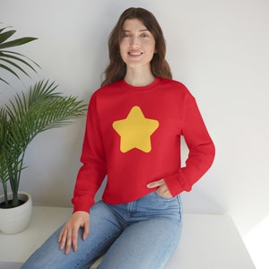 Cartoon Star Coral Sweatshirt,  Cartoon Yellow Star Sweatshirt, Universe Sweatshirt