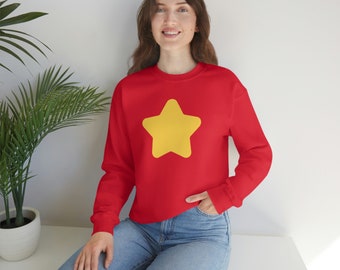 Cartoon Star Coral Sweatshirt,  Cartoon Yellow Star Sweatshirt, Universe Sweatshirt